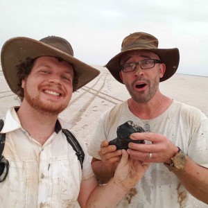 Rob Howie and Prof Phil Bland with THE meteorite
