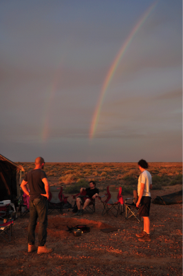 Double rainbow over camp